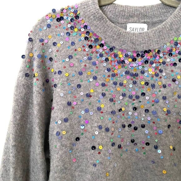 SAYLOR Multicolor Sequin Gray Sweater - Picture 4 of 5